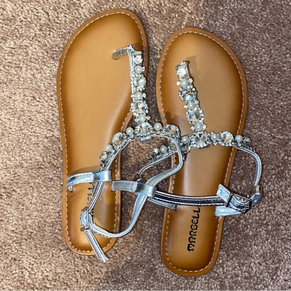 Brand new silver sparkly sandals- never worn!